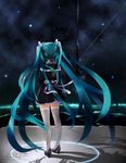  aqua_hair from_behind h016 hatsune_miku high_heels long_hair shoes sky solo star_(sky) starry_sky thighhighs twintails very_long_hair vocaloid 