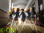  akiyama_mio barefoot black_hair blonde_hair brown_eyes brown_hair hallway hirasawa_yui k-on! kotobuki_tsumugi legs long_hair multiple_girls nakano_azusa school_uniform shakeda_mamoshirou short_hair skirt sleeves_rolled_up tainaka_ritsu tears twintails 