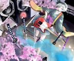  bad_id bad_pixiv_id cherry_blossoms ghost guitar instrument japanese_clothes katana konpaku_youmu konpaku_youmu_(ghost) naka_(kametsuru) solo sword touhou weapon 
