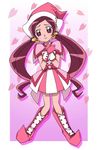  bad_id bad_pixiv_id boots cherry_blossoms color_connection company_connection cosplay fukushima_masaru hanasaki_tsubomi harukaze_doremi harukaze_doremi_(cosplay) hat heartcatch_precure! jpeg_artifacts long_hair ojamajo_doremi pink_background pink_footwear pink_hat precure red_eyes red_hair solo touei twintails witch witch_hat 