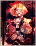  alternate_costume alternate_wings arms_up bad_id bad_pixiv_id cis_(carcharias) feathers flower izayoi_sakuya multiple_girls red_flower red_rose remilia_scarlet rose thighhighs touhou wings 