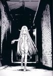  alfar boots elbow_gloves elf gloves haimura_kiyotaka hairband highres long_hair monochrome official_art pointy_ears shirt solo thigh_boots thighhighs to_aru_majutsu_no_index very_long_hair walking zettai_ryouiki 