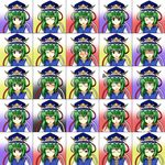  blue_eyes chart expressions face green_hair hat ougi_(ihayasaka) rod_of_remorse shiki_eiki short_hair touhou 