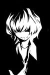  alternate_costume chado collar contemporary greyscale kazami_yuuka monochrome short_hair smile solo touhou 