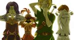  backlighting commentary_request covering_face kafei link moon_children multiple_boys otton pointy_ears skull_kid the_legend_of_zelda the_legend_of_zelda:_majora's_mask white_background young_link younger 