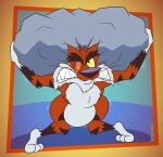 2025 3_toes 4_fingers abstract_background adventures_from_the_book_of_virtues alternate_version_at_paywall anthro arm_tuft belly bent_legs bent_over biped black_eyebrows black_nose black_stripes bobcat boulder butt casual_nudity cheek_tuft chest_tuft chin_tuft clenched_teeth colored curvy_figure digital_drawing_(artwork) digital_media_(artwork) eyebrows facial_tuft fangs feet felid feline fingers flat_colors fluffy fluffy_chest fur gavanzude gloves_(marking) head_tuft hi_res holding_boulder holding_rock humanoid_heel knee_tuft knock-kneed leg_markings leg_tuft lifting_boulder lines_drawn lynx male mammal markings nude one_eye_closed orange_body orange_fur pbs pecs pinup plantigrade pose raised_heel rock scrunchy_face scut_tail shadow shaking shaking_hips sharp_teeth short_tail signature small_tail socks_(marking) socrates_the_bobcat solo standing standing_on_toes straining striped_body striped_fur striped_markings striped_tail stripes struggling tail tail_markings teeth thick_eyebrows tiptoes toes tuft weak_knees whiskers white_belly white_body white_feet white_fur white_hands wide_hips wince yellow_sclera