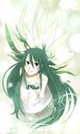  bad_id bad_pixiv_id dress green_eyes green_hair long_hair sangurose saya saya_no_uta smile solo sundress very_long_hair wings 