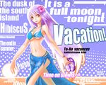  bad_id bad_pixiv_id bikini blue_sarong bracelet breasts cleavage engrish flower hair_flower hair_ornament hibiscus holding holding_shoes jewelry kamishirasawa_keine long_hair medium_breasts noriccho! o-ring o-ring_top print_sarong purple_hair ranguage red_eyes sandals sarong shoes smile swimsuit touhou underboob very_long_hair 