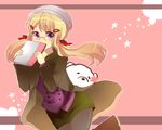  axis_powers_hetalia bad_id bad_pixiv_id bear beret blonde_hair boots canada_(hetalia) covering_mouth flower genderswap genderswap_(mtf) glasses hair_ornament hair_ribbon hairclip hat jacket kumajirou_(hetalia) miniskirt notebook pantyhose polar_bear ribbon skirt solo star twintails zentya 