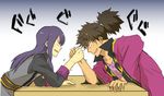  arm_wrestling bad_id bad_pixiv_id black_hair long_hair male_focus multiple_boys ponytail raven_(tales) tales_of_(series) tales_of_vesperia yuri_lowell 