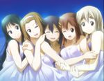  akiyama_mio black_eyes black_hair blonde_hair blue_eyes brown_eyes brown_hair closed_eyes dancho_(danch) dress hirasawa_yui k-on! kotobuki_tsumugi long_hair multiple_girls nakano_azusa one_eye_closed short_hair sundress tainaka_ritsu 