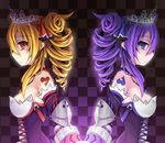  bad_id bad_pixiv_id broken_heart brown_hair copyright_request corset crown drill_hair heart multiple_girls princess purple_hair symmetry twintails zenn 