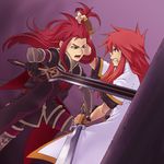  asch bad_id bad_pixiv_id duel left-handed long_hair luke_fon_fabre male_focus multiple_boys red_hair surcoat sword tales_of_(series) tales_of_the_abyss tokine_(tokiami) weapon 