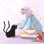  cat heart kaenbyou_rin kaenbyou_rin_(cat) komeiji_satori petting pink_hair purple_eyes sitting solo tajima_yuuki touhou 