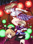  bad_id bad_pixiv_id blonde_hair chain cup danmaku horn hoshiguma_yuugi kurodani_yamame long_hair mizuhashi_parsee multiple_girls sakazuki short_hair touhou yatosaki_haru 