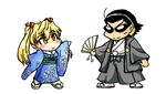  1girl artist_request blonde_hair chibi harima_kenji japanese_clothes lowres sawachika_eri school_rumble 