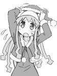  anbe_masahiro christmas greyscale hat ikamusume monochrome santa_hat shinryaku!_ikamusume solo sweat 