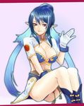  blue_footwear blue_hair boots breasts gloves judith large_breasts midriff natsuhiko pointy_ears red_eyes smile tales_of_(series) tales_of_vesperia white_gloves 