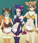  :d :| animal_ears apron bandeau bangs bare_shoulders bell bell_collar bikini_top black_hair blue_eyes blue_hair blue_legwear blush bow breasts breasts_apart brown_eyes brown_hair buruma cat_ears cat_tail center_opening chalkboard classroom cleavage clenched_hand closed_mouth collar cosplay criss-cross_halter dress elbow_gloves embarrassed fur_trim glasses gloves hair_ornament hairclip halter_top halterneck hand_on_hip hand_on_own_chest height_difference indoors jingle_bell lineup looking_at_viewer looking_away looking_down microskirt midriff momioka_risa multiple_girls no_bra open_mouth orange_legwear parted_bangs pencil_skirt purple_eyes sairenji_haruna sawada_mio screencap scrunchie semi-rimless_eyewear short_dress short_hair short_twintails skirt skirt_tug small_breasts smile squirrel_ears squirrel_tail standing stitched tail tail_bow thighhighs third-party_edit to_love-ru twintails under-rim_eyewear underboob waist_apron waitress wavy_hair zettai_ryouiki 