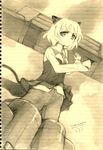  bad_id bad_pixiv_id black_legwear kisetsu monochrome pantyhose sanya_v_litvyak sketch solo strike_witches striker_unit traditional_media world_witches_series yellow 