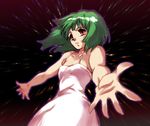  foreshortening green_hair hands hisahiko macross macross_frontier outstretched_arms outstretched_hand ranka_lee red_eyes short_hair solo spread_arms 