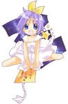  blue_eyes bookmark dress hiiragi_tsukasa lucky_star non-web_source purple_hair short_hair solo 