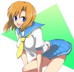  bad_id bad_pixiv_id blue_eyes higurashi_no_naku_koro_ni miniskirt orange_hair ryuuguu_rena school_uniform serafuku short_hair skirt smile solo yui_tooru 