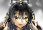  black_hair daible hair_rings headphones luo_tianyi solo vocaloid vocanese yellow_eyes 