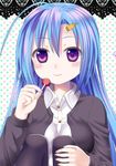  blue_hair blush borrowed_character candy food lollipop long_hair md5_mismatch original purple_eyes senjou_kanade solo tsukino_neru 