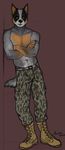  canine clothed clothing dog half-dressed male mammal omari solo topless 