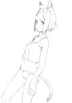  copyright_request crop_top flat_chest greyscale majima_yuki midriff monochrome navel panties short_hair simple_background solo traditional_media underwear white_background 