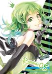  bad_id bad_pixiv_id bare_shoulders black_gloves breasts cover cover_page elbow_gloves gloves green_eyes green_hair gumi medium_breasts petals rahwia short_hair smile solo vocaloid 