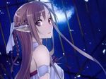  asuna_(sao) bad_id bad_pixiv_id bare_shoulders braid brown_eyes brown_hair bu_ding chain ear_covers elf jpeg_artifacts long_hair looking_at_viewer nose pointy_ears solo sword_art_online titania_(sao) 
