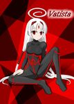  ahoge albino bodysuit breasts character_name expressionless forehead_jewel hair_tubes huge_ahoge long_hair monvasa neon_trim red_eyes sitting solo twintails under_night_in-birth vatista very_long_hair white_hair 