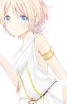  1boy 344_(prismlink) blonde_hair blue_eyes elf jewelry lowres male male_focus necklace original pointy_ears simple_background solo trap tunic white_background 