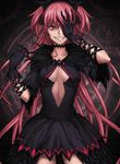 bad_id bad_pixiv_id black_dress center_opening choker collarbone covering_one_eye dark_persona dress evil evil_grin evil_smile gloves grin kaname_madoka kriemhild_gretchen long_hair magic_circle mahou_shoujo_madoka_magica personification pink_hair short_twintails slit_pupils smile twintails vvrdq 