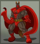  anthro biceps bulge canine cape costume dog german_shepherd male mammal muscles mutant_serpentina pecs pose solo superhero 