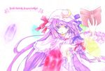  bad_id bad_pixiv_id book crescent crystal dress hair_ribbon hat highres long_hair mister_rhino_(wangzisama1001) open_mouth patchouli_knowledge pointing purple_eyes purple_hair ribbon solo touhou white_background 