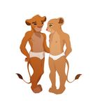  anthrofied bulge camel_toe cub disney duo feline female flat_chested lion male mammal nala nipples ronai simba the_lion_king underwear young 