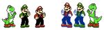  kart_fighter luigi mario mario_(series) pixel_art super_mario_bros. yoshi 