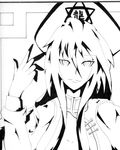  greyscale hat high_contrast hong_meiling long_hair looking_at_viewer monochrome potato_pot shikishi smile solo touhou traditional_media 