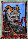  birch blood daemon demon goat_eyes goat_horns goat_man krampus long_tounge red_eyes satyr traditional_media watercolor watercolour 
