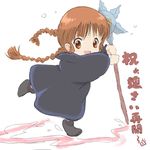  bad_id bad_pixiv_id braid brown_eyes brown_hair core_(mayomayo) kukuri mahoujin_guruguru robe solo staff twin_braids 