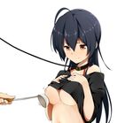  bdsm black_hair bondage bound breasts chuunibyou_demo_koi_ga_shitai! collar ladle large_breasts leash ninnzinn red_eyes shirt_lift solo takanashi_touka 