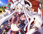  animal_ears atuuy fang foxgirl glasses japanese_clothes long_hair original tail 