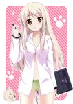  artist_request blonde_hair long_hair navel pajamas panties pen red_eyes ribbon sakura-sou_no_pet_na_kanojo shiina_mashiro solo underwear 