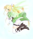  ass bad_id bad_pixiv_id blonde_hair blush boots bracelet braid breasts elf fairy_wings green_eyes green_wings jewelry large_breasts leafa long_hair pointy_ears ponytail puffy_sleeves solo sword_art_online thighhighs twin_braids wings yuuyu 