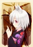  animal_ears cat_ears floral_print from_side ghost_okada japanese_clothes kimono original red_eyes short_hair solo white_hair 