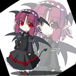  alternate_costume alternate_hair_length alternate_hairstyle arm_garter balladia bat_wings black_dress bow buttons chibi cross demon_tail dress eyelashes frills hair_between_eyes hair_bow hair_ribbon hairband hand_on_hip head_wings koakuma light_smile long_sleeves looking_at_viewer no_nose pointy_ears red_eyes red_hair ribbon shoes short_hair simple_background solo square tail tiptoes touhou vest white_background wide_sleeves wings zoom_layer 