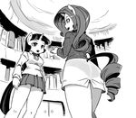  animal_ears bangs big_hair bookshelf breasts commentary english_commentary from_below furry greyscale hime_cut horn horse_ears horse_girl horse_tail long_hair miniskirt monochrome multiple_girls my_little_pony my_little_pony_friendship_is_magic necktie panties pantylines pantyshot pantyshot_(standing) personification pleated_skirt rarity shepherd0821 skirt standing sweater tail talking turtleneck twilight_sparkle underwear unicorn_girl 